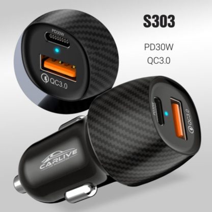 Автомобильное ЗУ Carlive CR35 QC3.0 + PD 30W (Black) без упаковки