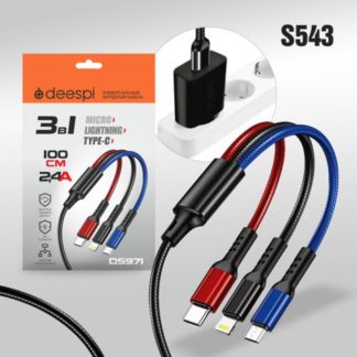 Кабель USB - 3in1 Micro/Lightning/Type-C deespi DS971 в пакетике 1200mm (Black)