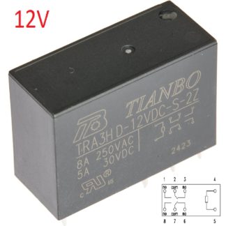 Реле TRA3D-12VDC-S-2Z 5А-конт.2С (Tianbo) (26871) электромагнитное