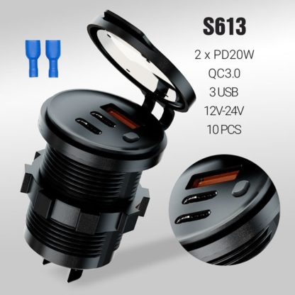 Разъем Usb в авто (врезные) 12V-24V 3USB CR1050 QC3.0 + PD20W + PD20W