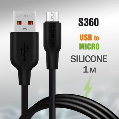 Кабель USB - MicroUSB силиконовый 1000mm Ugetus RC12 Real Black