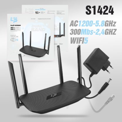 Wi-Fi роутер LP-LINK WR880 AC1200, 2.4/5ГГц, 4 порта LAN (Black)