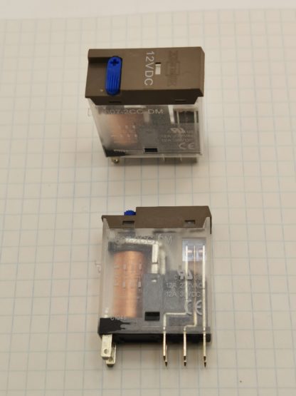 Реле 607-2CC-DM 12VDC Тип 10.2 12VDC 2C(DPDT) 10A Song_Chuan 28.7*12.5*34.5mm;кнопка проверки