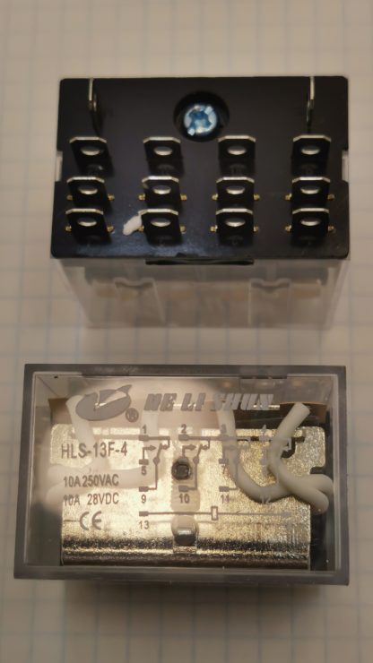 Реле HLS-13F-4 DC12V Тип 34 12VDC 4C(4PDT) 10A He Li Shun 27.5*41*35mm