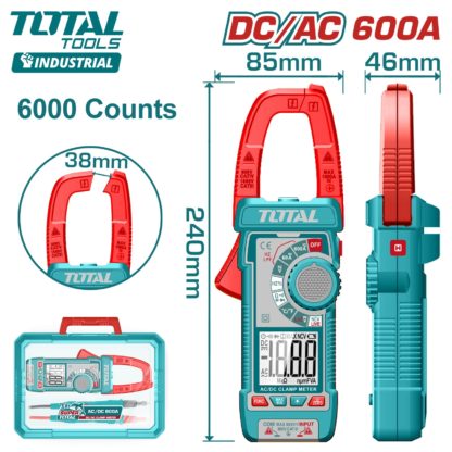 Токоизмерительные клещи, DC/AC 60A/600A,напряжение DC/AC: 600мВ/6В/60В/600В TOTAL